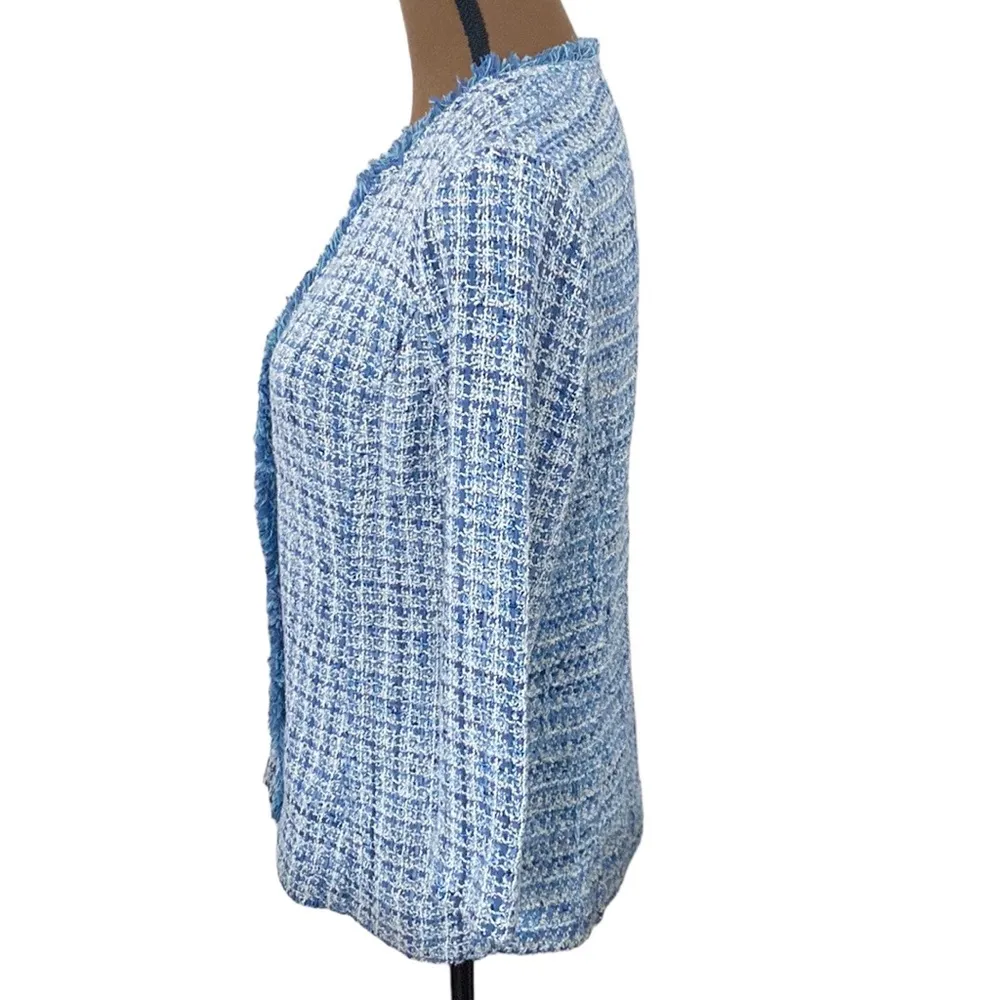 Nic + Zoe Under The Sea Tweed Fringed Jacket size S - Image 6