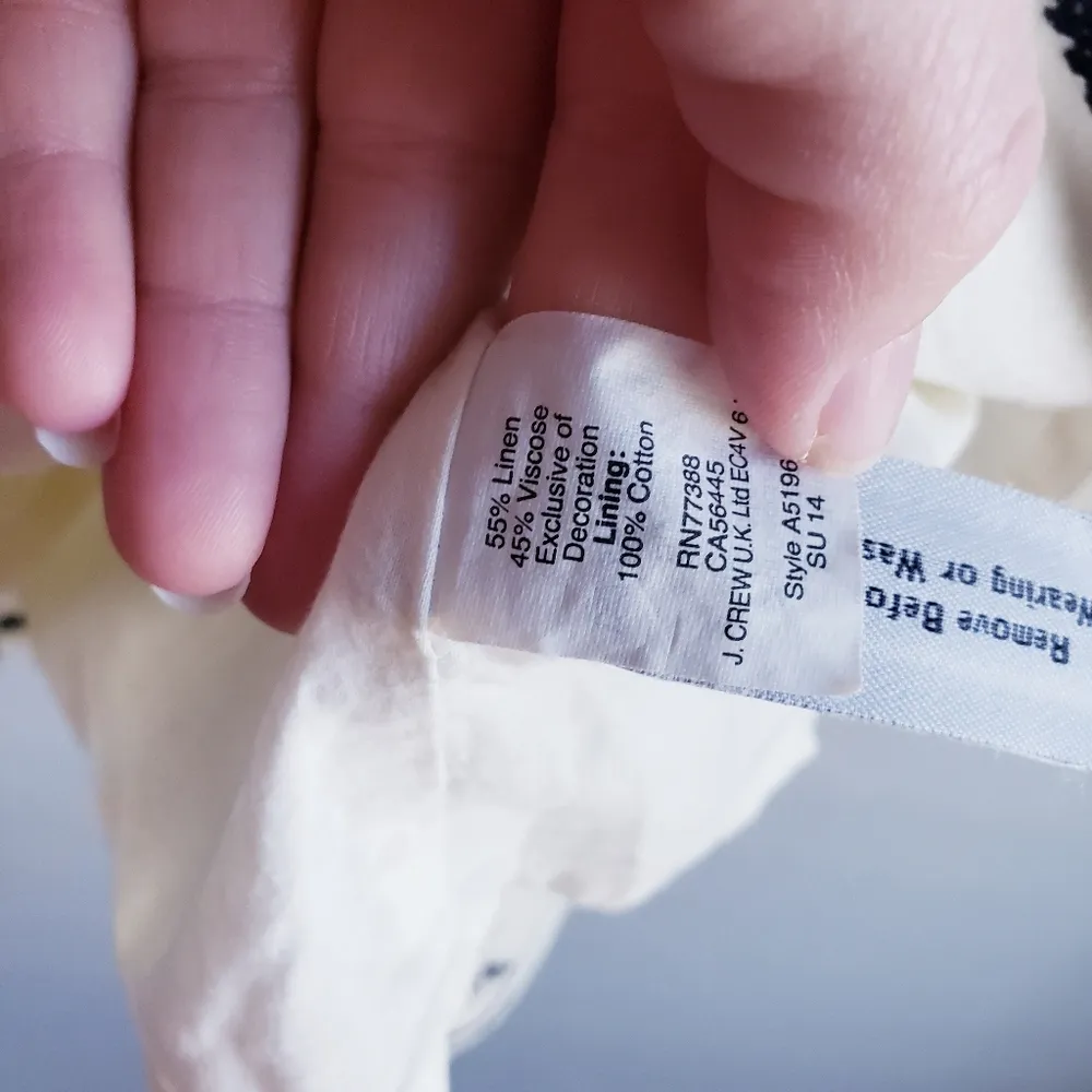 Madewell Lightstitch Cream Black Linen Embroidered Shift Tunic Mini Dress - Image 10