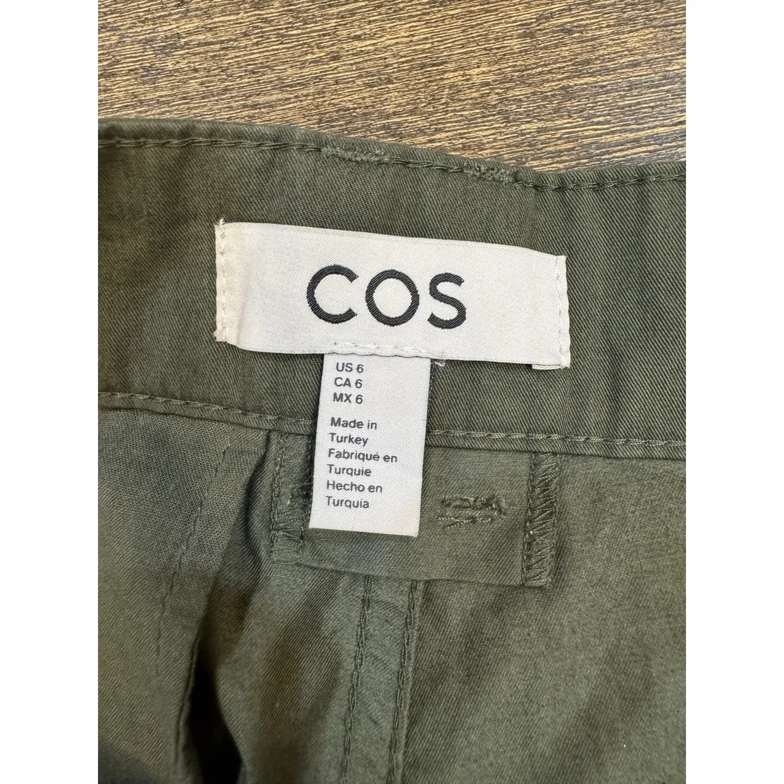 COS Pants Women Size 6 Army Green High Rise Straight Leg Utility Cotton Chinos - Image 8