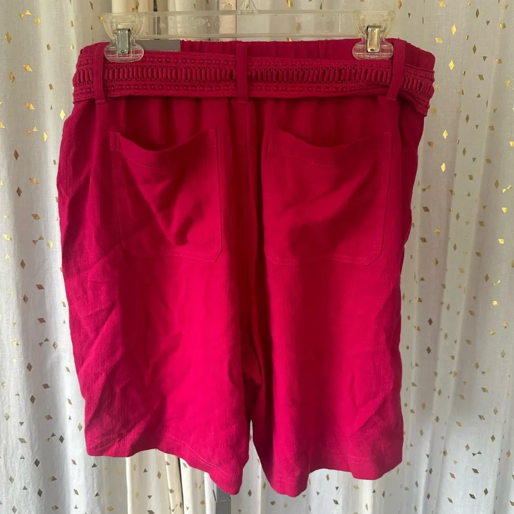 NWT Summer Breeze High Rise Linen Blend Tie Belt Gauze Shorts - Image 3