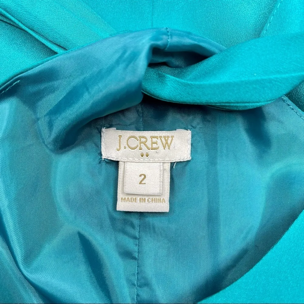 J. Crew Satin Twist Back Tank Dress Sundress Teal Green Size 2 or XS - Image 8