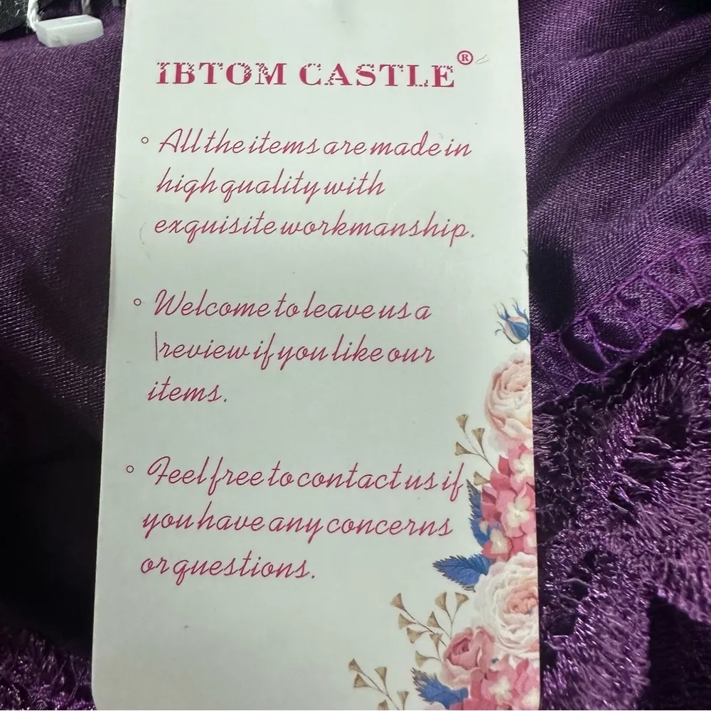 Ibtom Castle Purple Lace Tulle Half Sleeve Formal Mother of Bride Maxi Dress 2X - Image 10