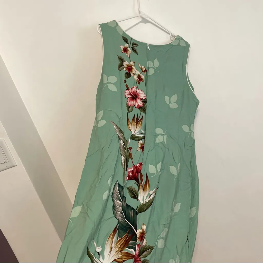 PARADISE BAY Plus Size Floral Bird of Paradise Long Dress Green Hawaiian Maxi - Image 15
