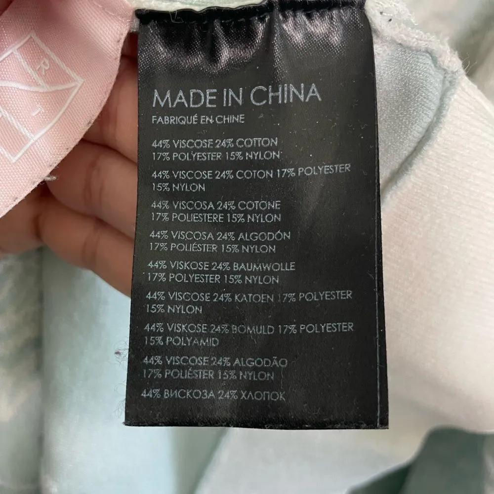 Club Monaco Floral Light Blue and White Jacquard Sweater SZ L - Image 5