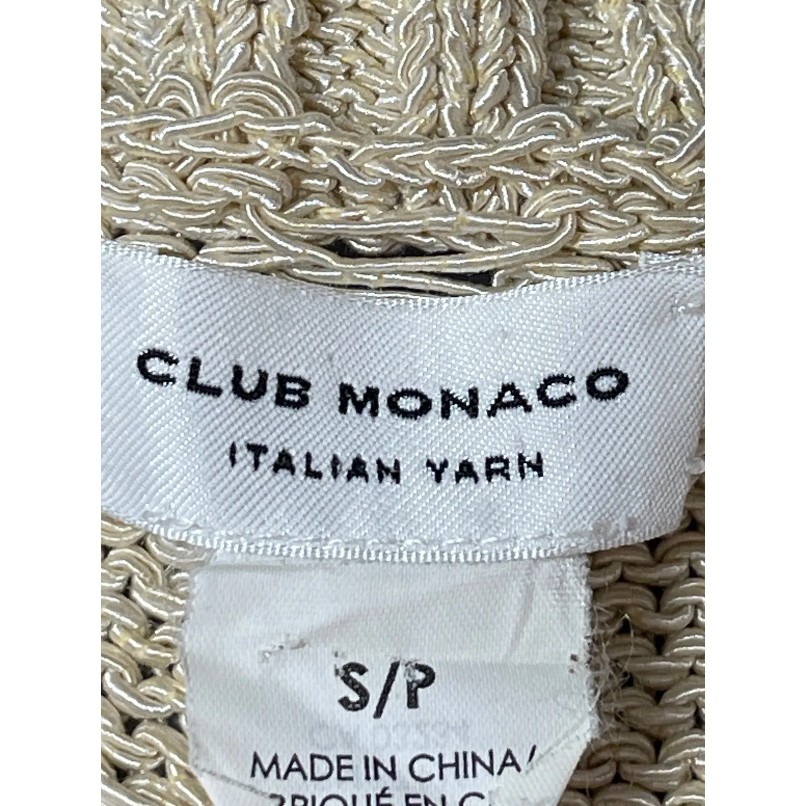 Club Monaco Beige Crochet Rib Open Knit Sleeveless Racerback Tank Top Size S - Image 4