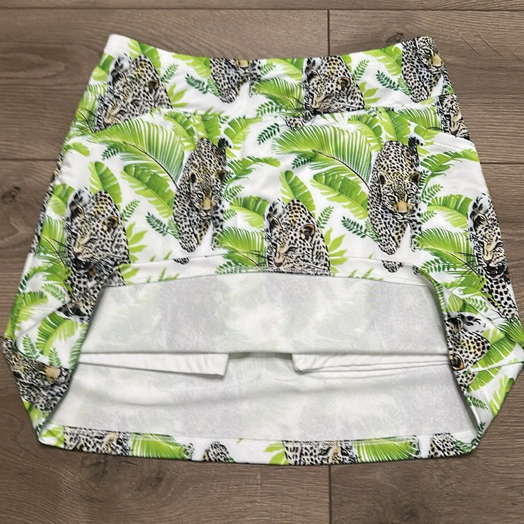 B Skinz 17” High Rise Jungle Tiger Print Golf Skirt Skort Green White Medium‎ - Image 4