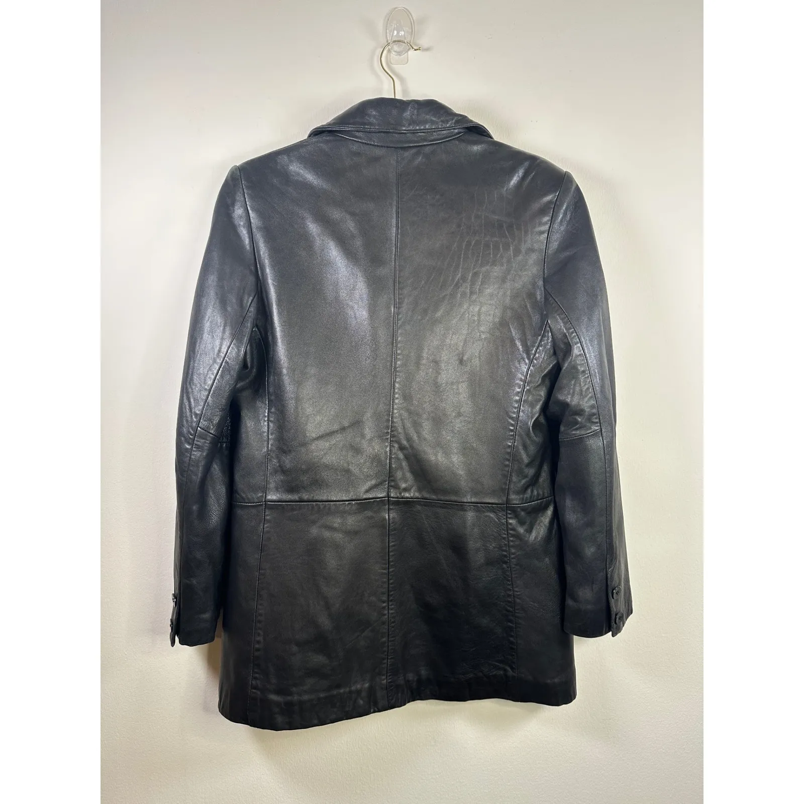 Siena Studio Vintage Genuine Leather Button Front‎ Jacket Size 6 Black - Image 2