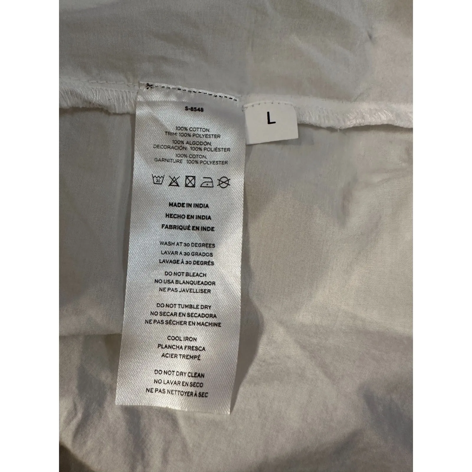 BOHERA White Boho 100% Cotton Puff Sleeve Embroidered Shortsleeve Top Size Large - Image 4