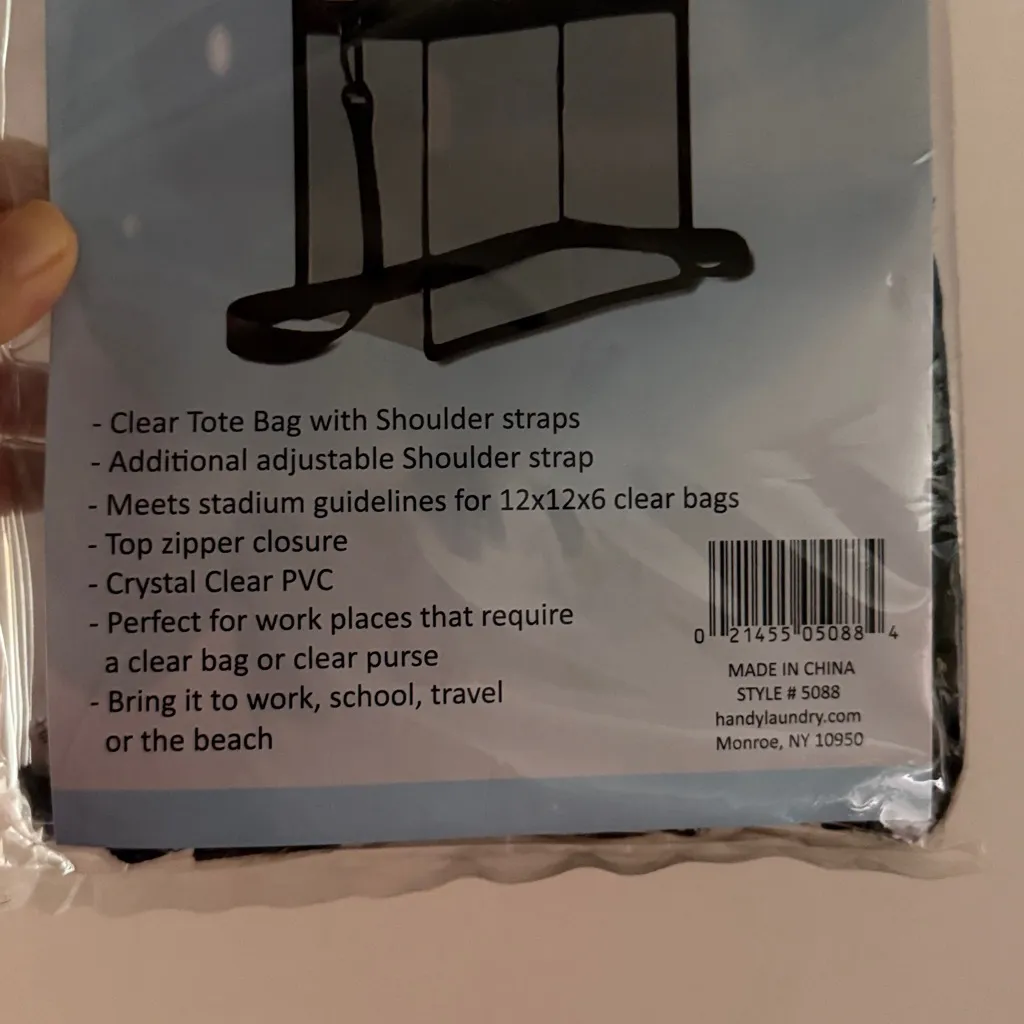 Clear Tote Bag with Black Trim White - Image 3