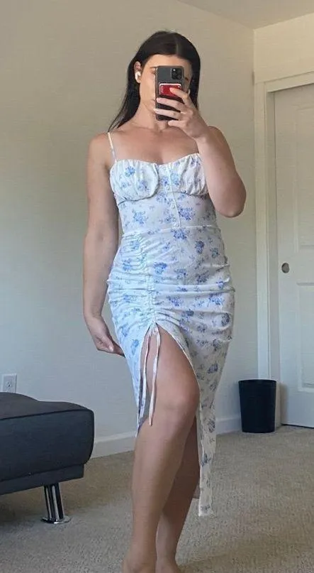 White & Blue Midi Dress Size 6 - Image 3