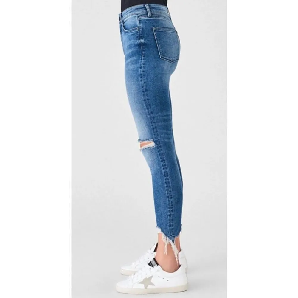 DL1961 Farrow instraslim ankle distressed knee chewed hem jeans 28 - Image 12