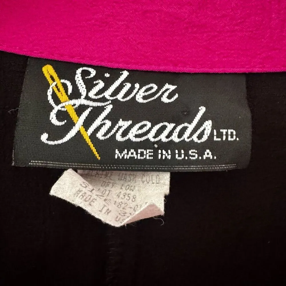 Vintage Silver Threads Magic Line Color Block Quarter Zip Pull Over Sz 3X #2391 Black - Image 6