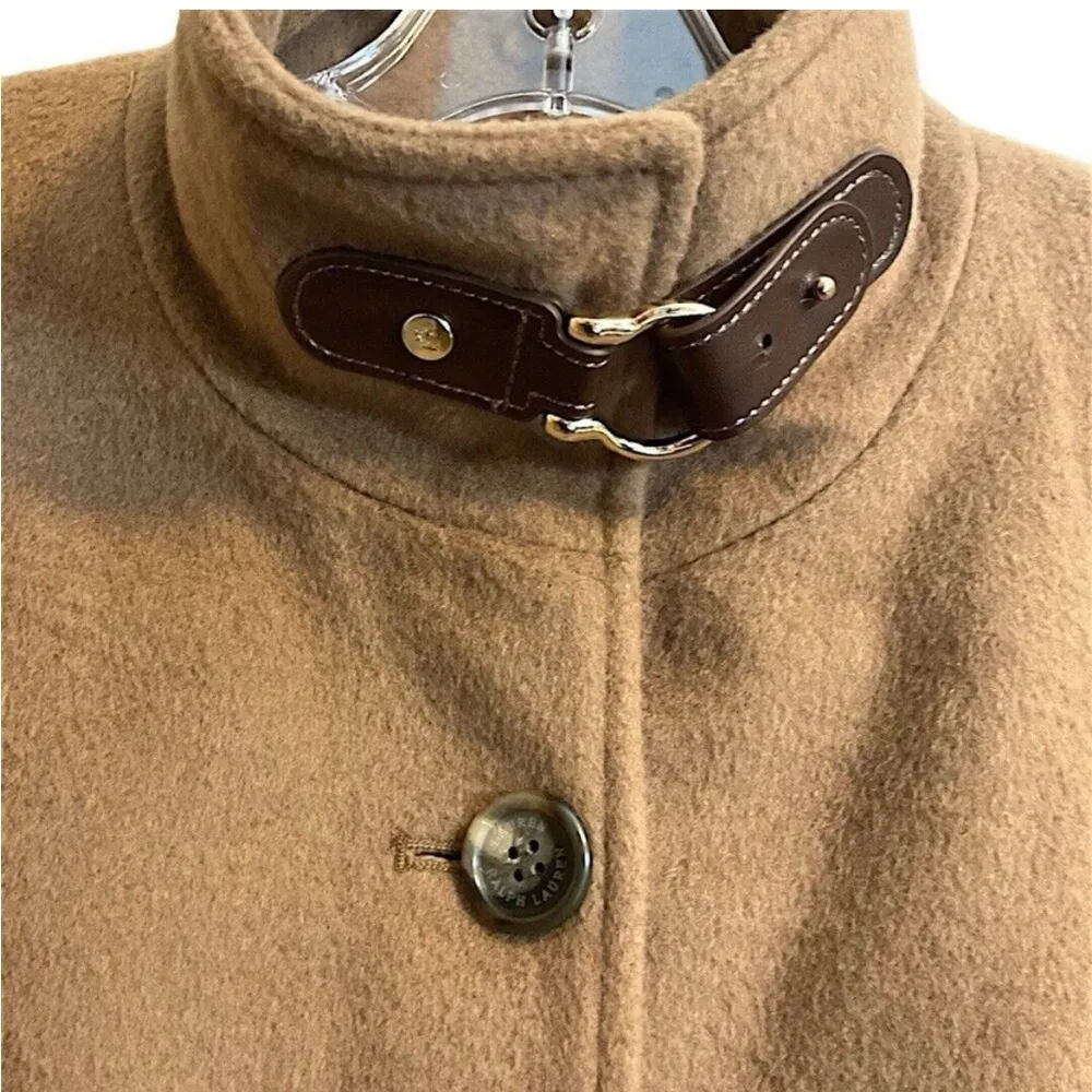 Lauren Ralph Lauren Womens Wool Blend Full Length Camel Coat Brown Size 12 - Image 6