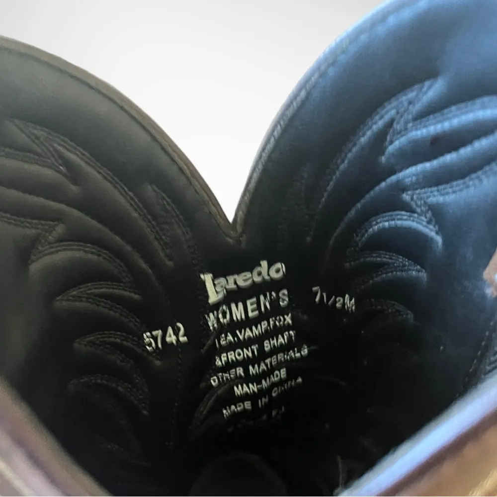 LAREDO Women's Brown Leather Western Boots With Heel Size‎ 7.5 | EUC - Image 6