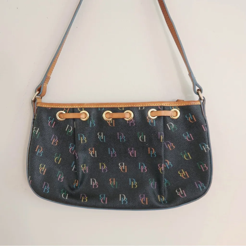 Vintage Y2K Dooney & Bourke Rainbow Multicolor DB Logo Monogram Shoulder Bag - Image 3