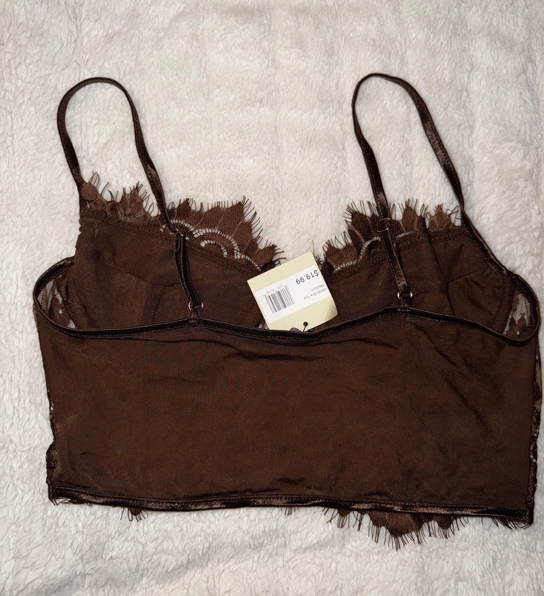 Eyelash Lace Brown Bralette Size M - Image 2