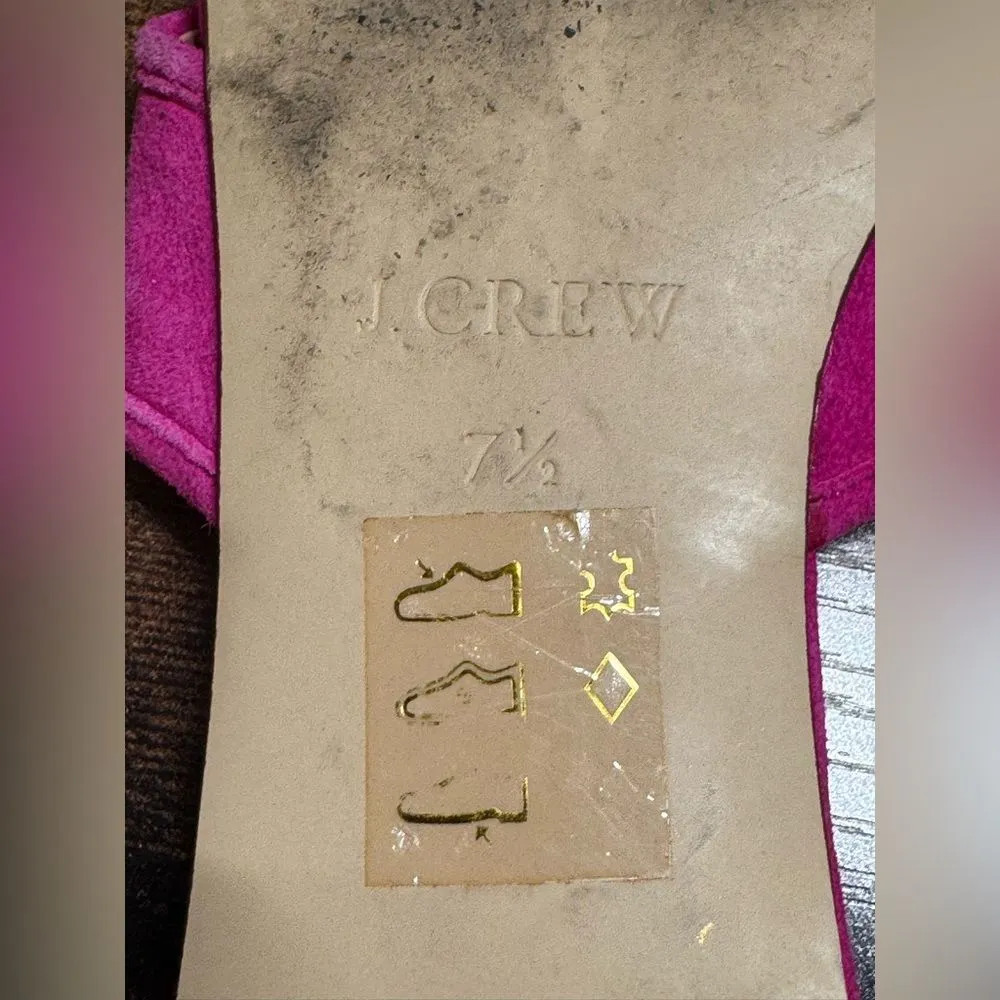 J Crew Hot Pink Suede Slide Sandals size 7.5‎ - Image 2