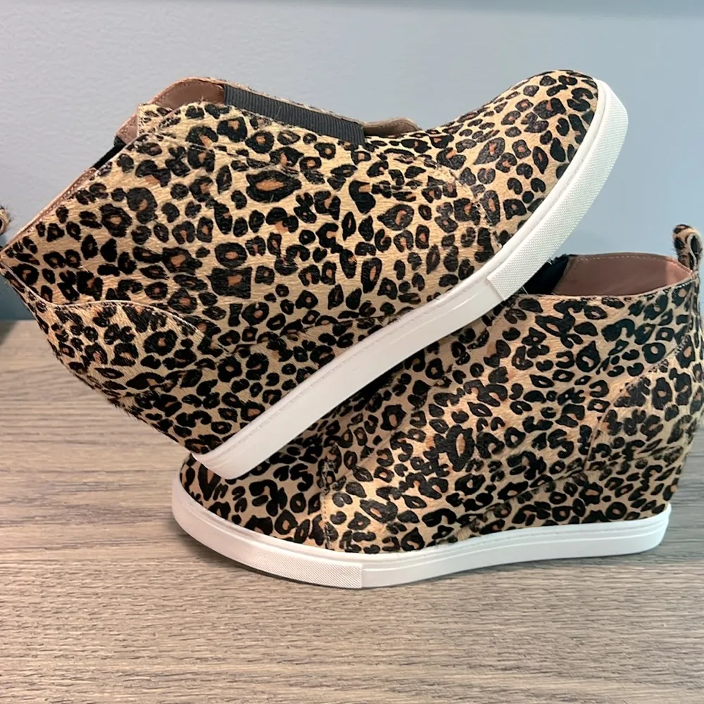 Linea Paolo Felicia III Platform Wedge Sneaker Bootie Leopard Print Zip Up 8 1/2 - Image 5