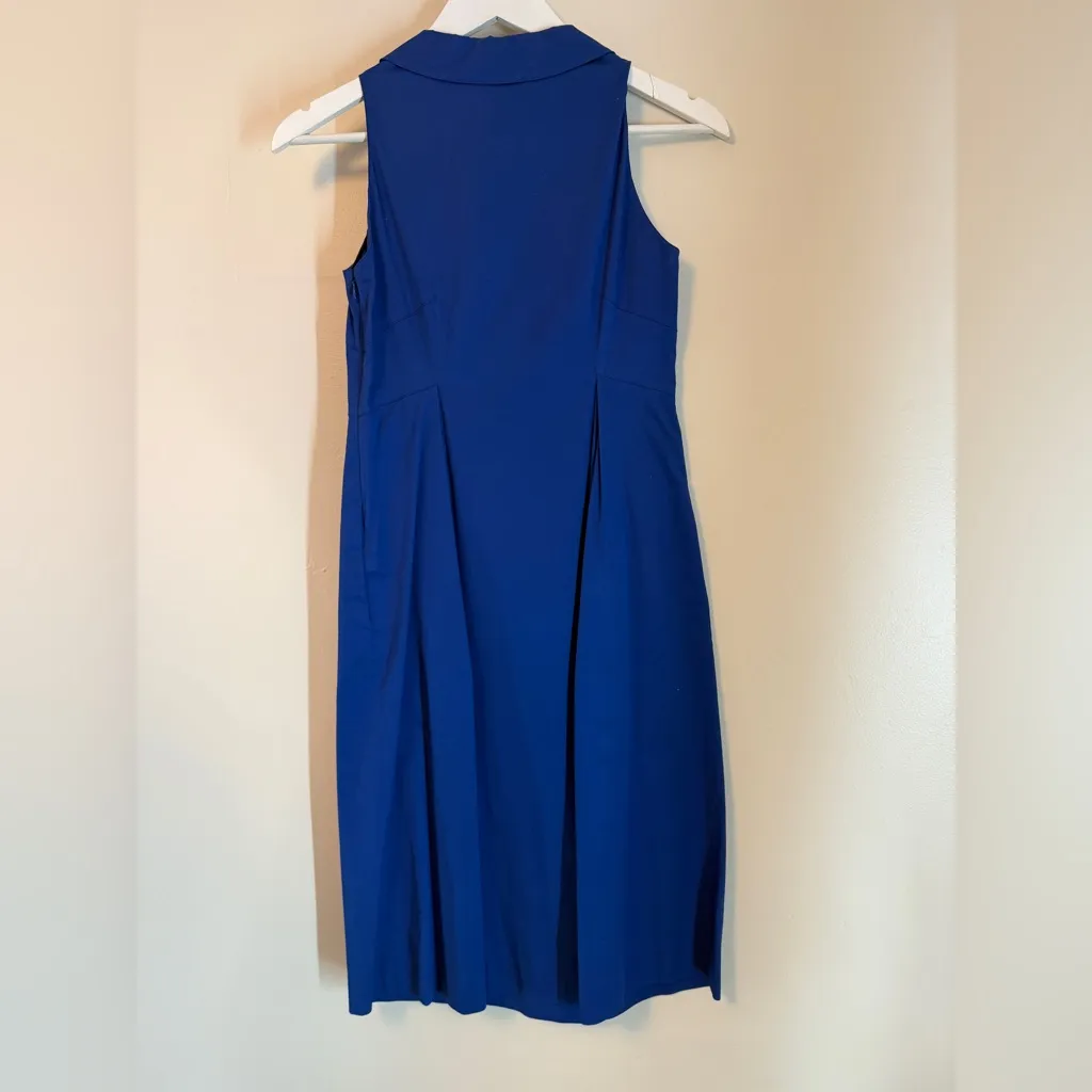 MOSCHINO Cheap and Chic Royal Blue Pima Cotton Dress IT 38 US 4 Ruffle Neckline - Image 4