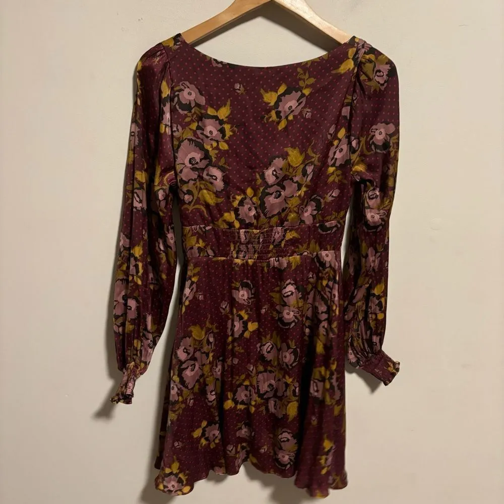 Free People Morning Light Long Sleeve Purple Maroon Floral Dress- Size 4 - Image 7