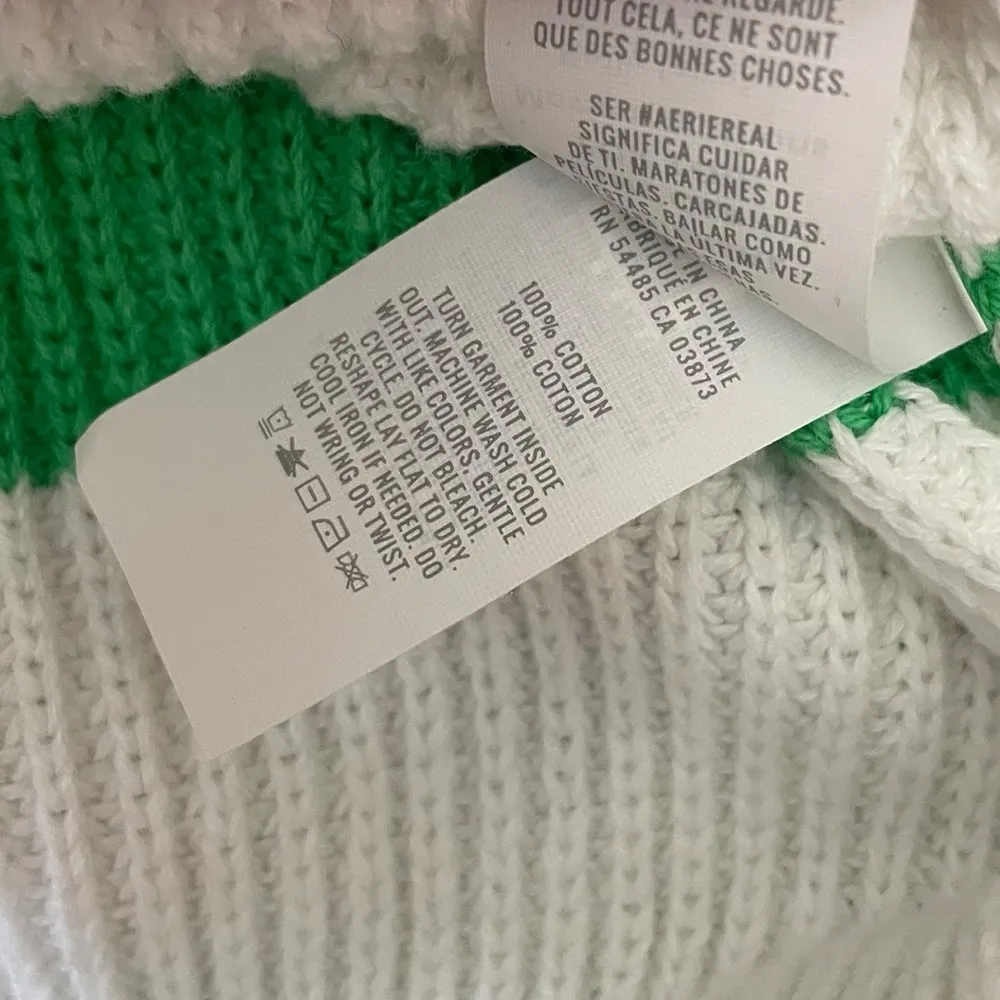 NEW Aerie Beyond Green White Quarter Zip Preppy Rugby Varsity Oversized Sweater - Image 6