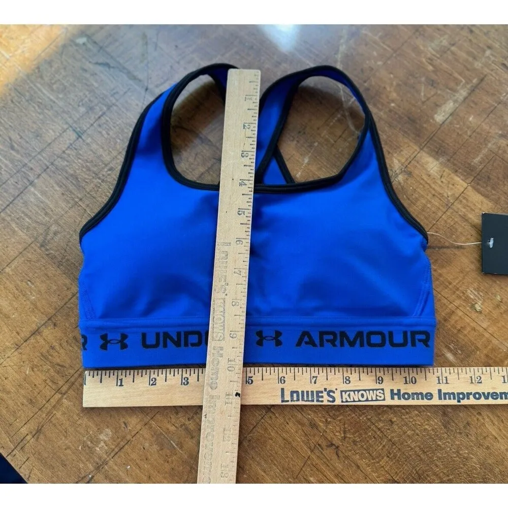 Under Armour Mid Sports Bra Compression Crossback Strappy Women's XS Blue New - Image 5