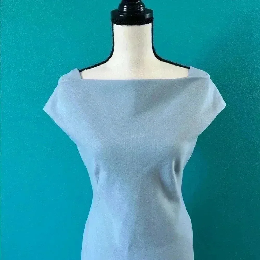 Max Mara blue wool shift dress in size 4 - Image 2