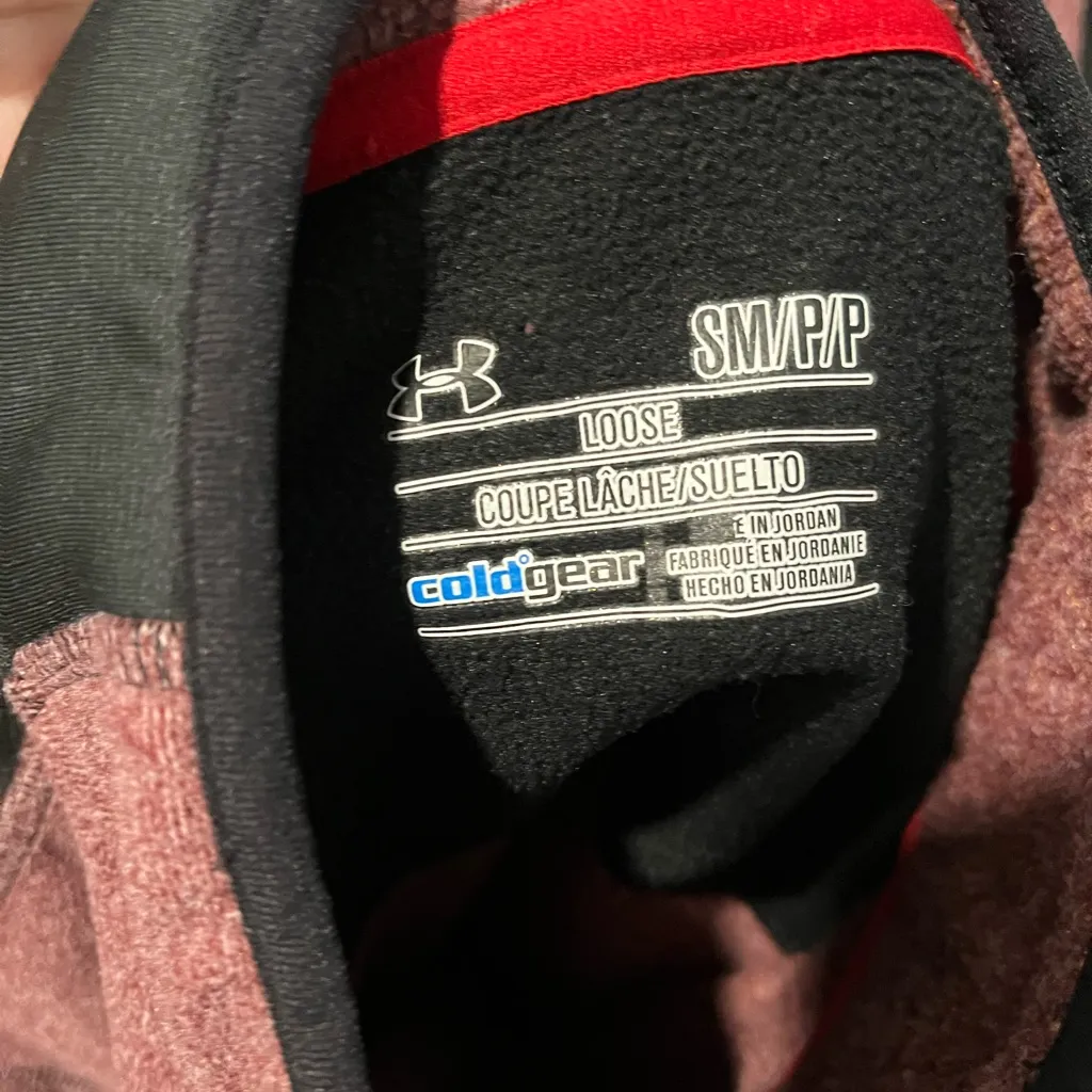 Under Armour  Maroon and Black Quarter-Zip Pullover Size Small - Image 3