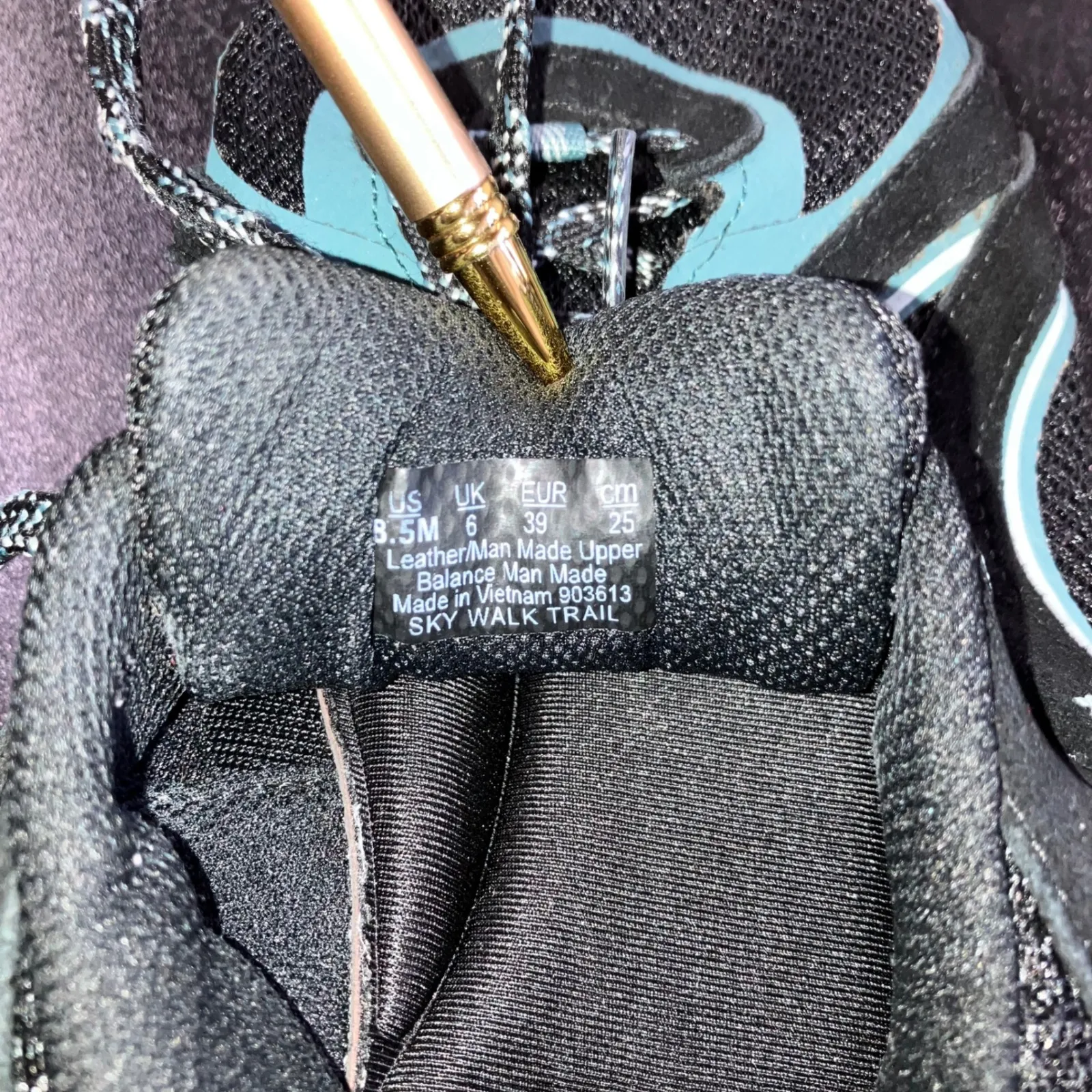 Ryka Sky Walk Trail Sneakers Women 8.5 Black Teal Lace Up Athletic Shoes - Image 8