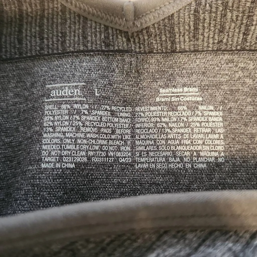 Auden Bra Size L Unlined Seamless Brami Bralette Cami Bra FmGray Heathered Size L - Image 3