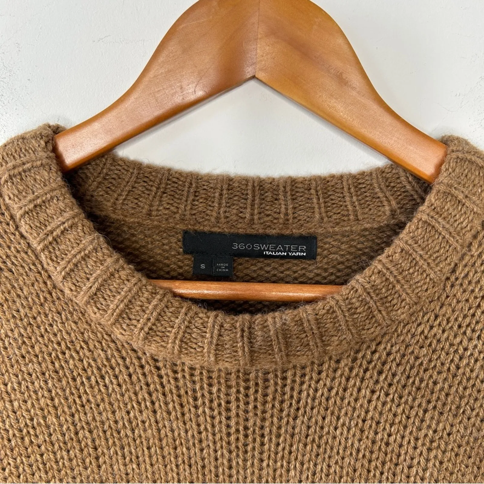 360 SWEATER Womens Size Small Merino Wool Alpaca Twee Chunky Earthy Cozy Winter Brown - Image 5