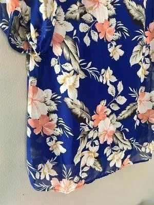 Lulu’s Women’s Floral V-Neck Cold Shoulder Mini Dress – Blue Floral, Size S - Image 5