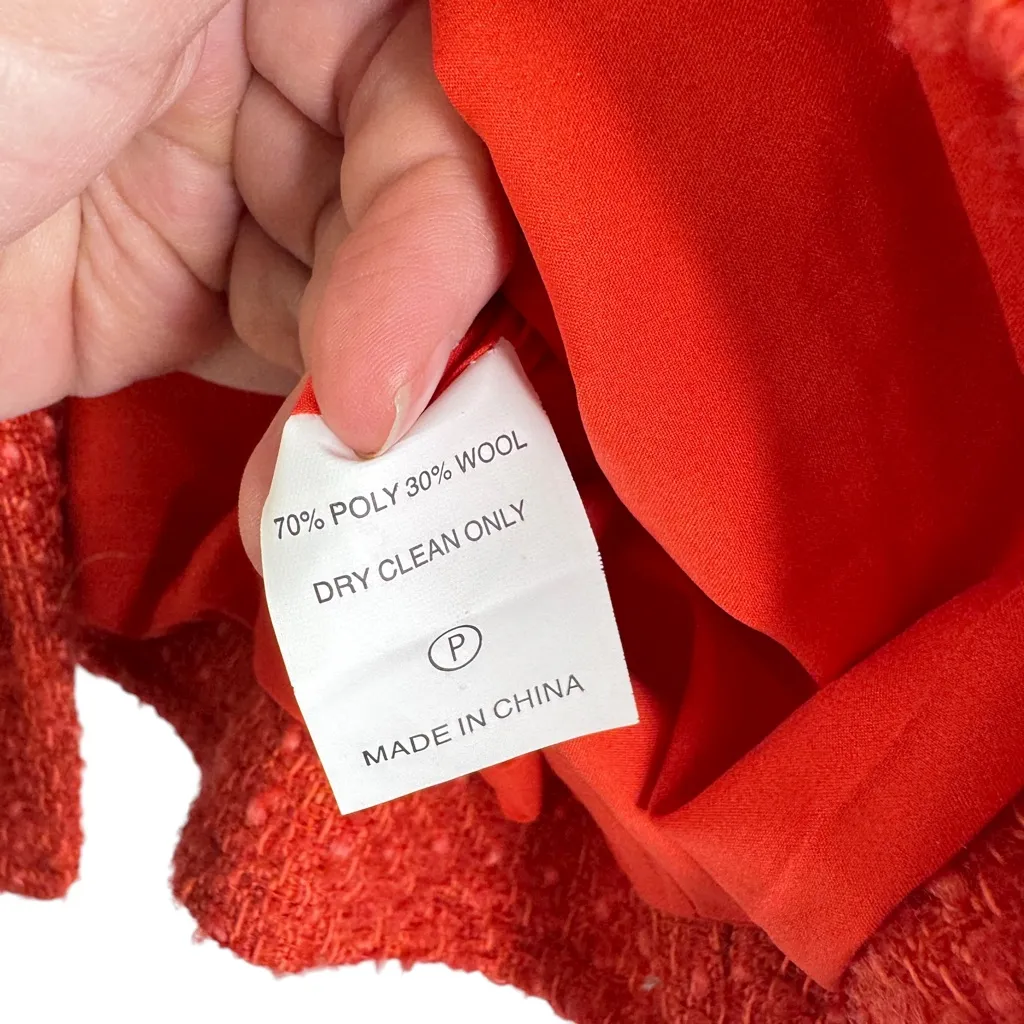 Marie Oliver Jonna Wool Coat Orange Red Tweed Tie Jacket Cropped XS X-Small - Image 7