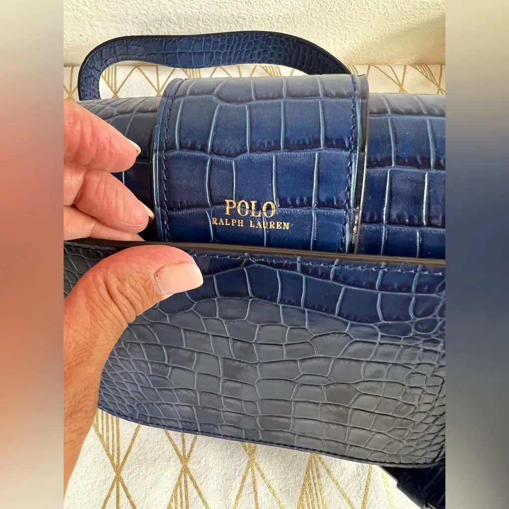Polo by Ralph Lauren NWOT Crocodile-Print Lennox Crossbody Gold Hardware Bag - Image 9