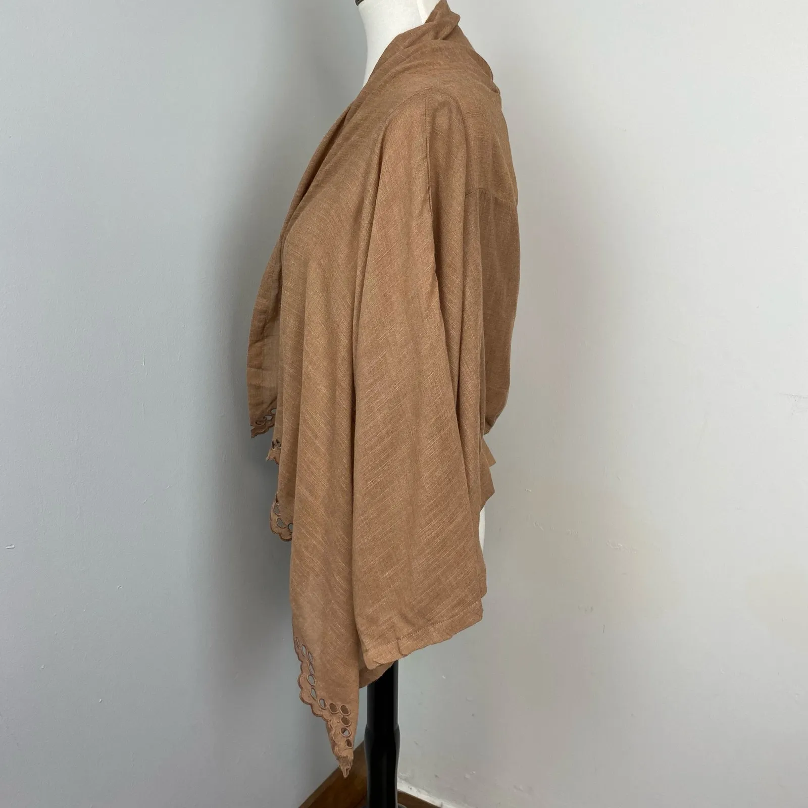 Mustard Seed Light Brown Sharkbite Lightweight Open Cardigan One Size Fall - Image 6
