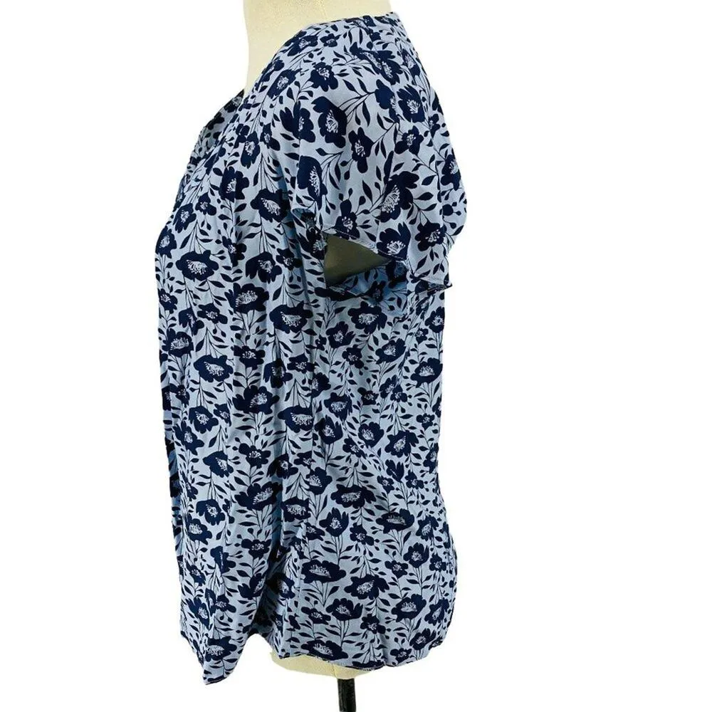 Boden Womens Ravello Silk Blend Flower Navy Blouse 8US Blue Size 8 - Image 2