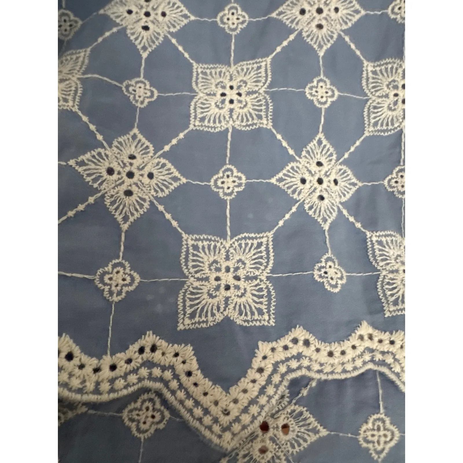 Zara Floral Embroidered Retro V-Neck Long-Sleeved high low top cotton small - Image 7