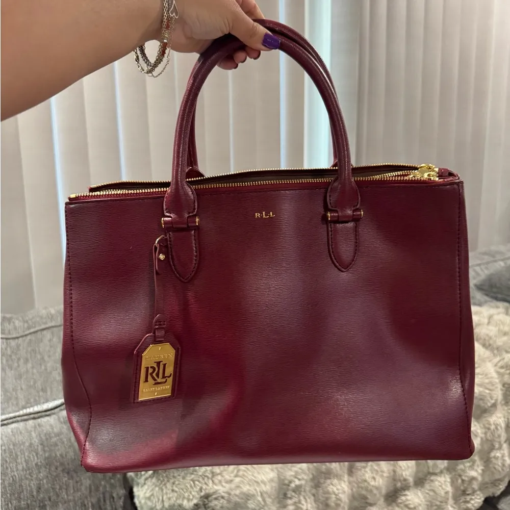Ralph Lauren Red Leather Tote with Structured Design - Image 2
