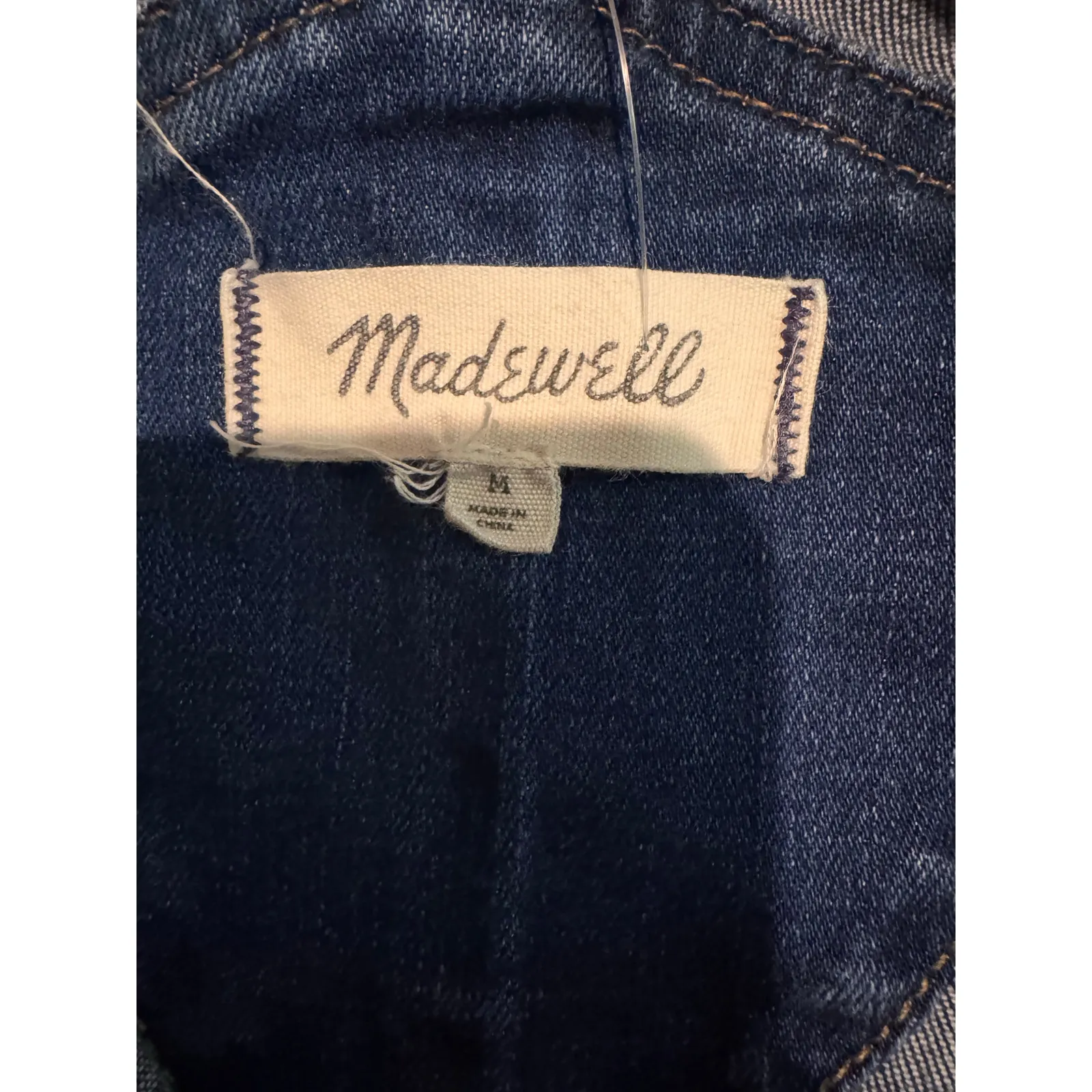 Madewell Denim Overalls Medium Wash Distressed Knees size ziper  Medium - Image 9