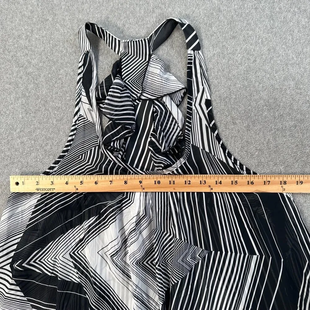 Annalee + Hope Sheer Racerback Tunic Top Womens XL Black/White Ruffle Sleeveless - Image 3