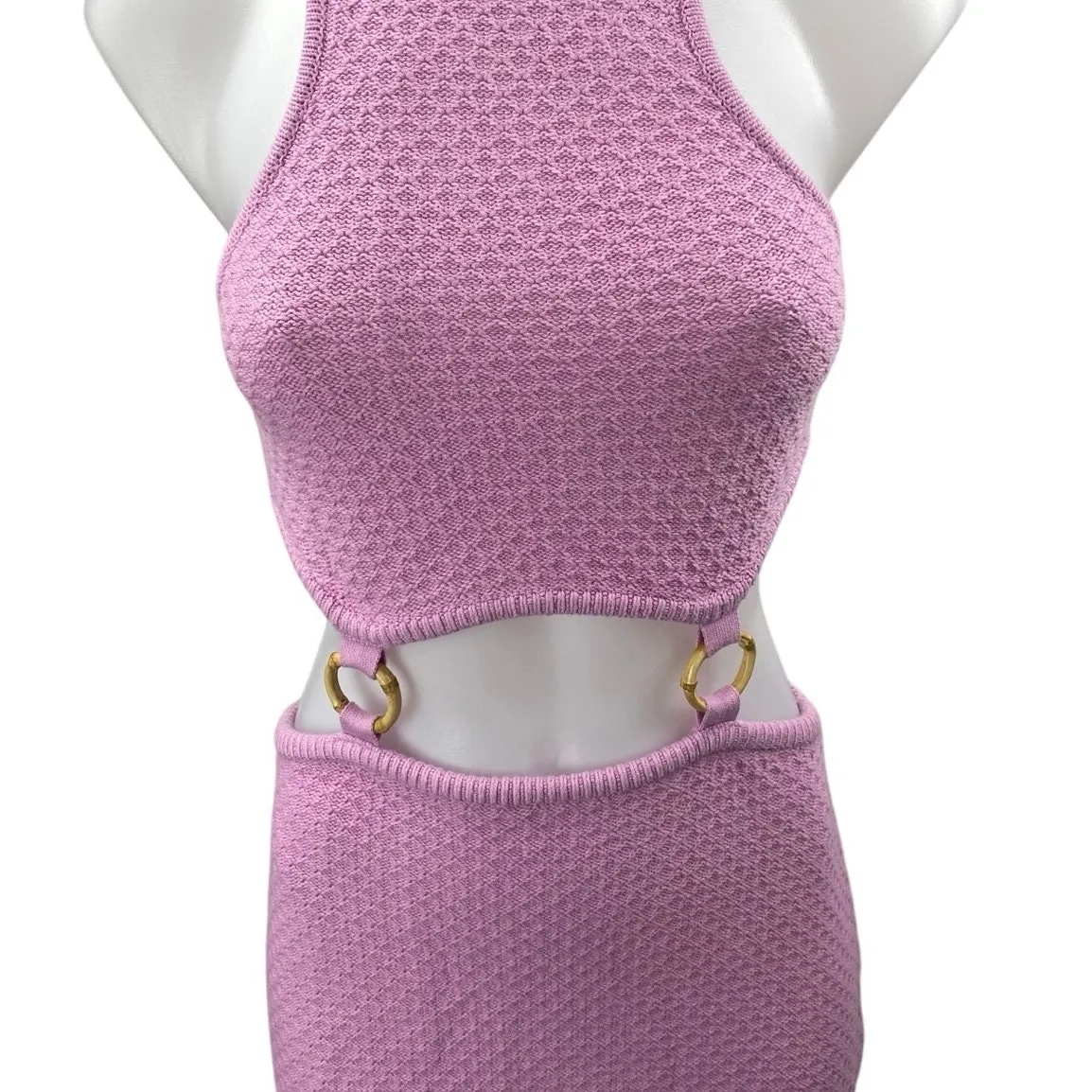 Lovers and Friends Francesca Pink Knit Racerback Cutout Mini Bodycon Dress Sz S - Image 4