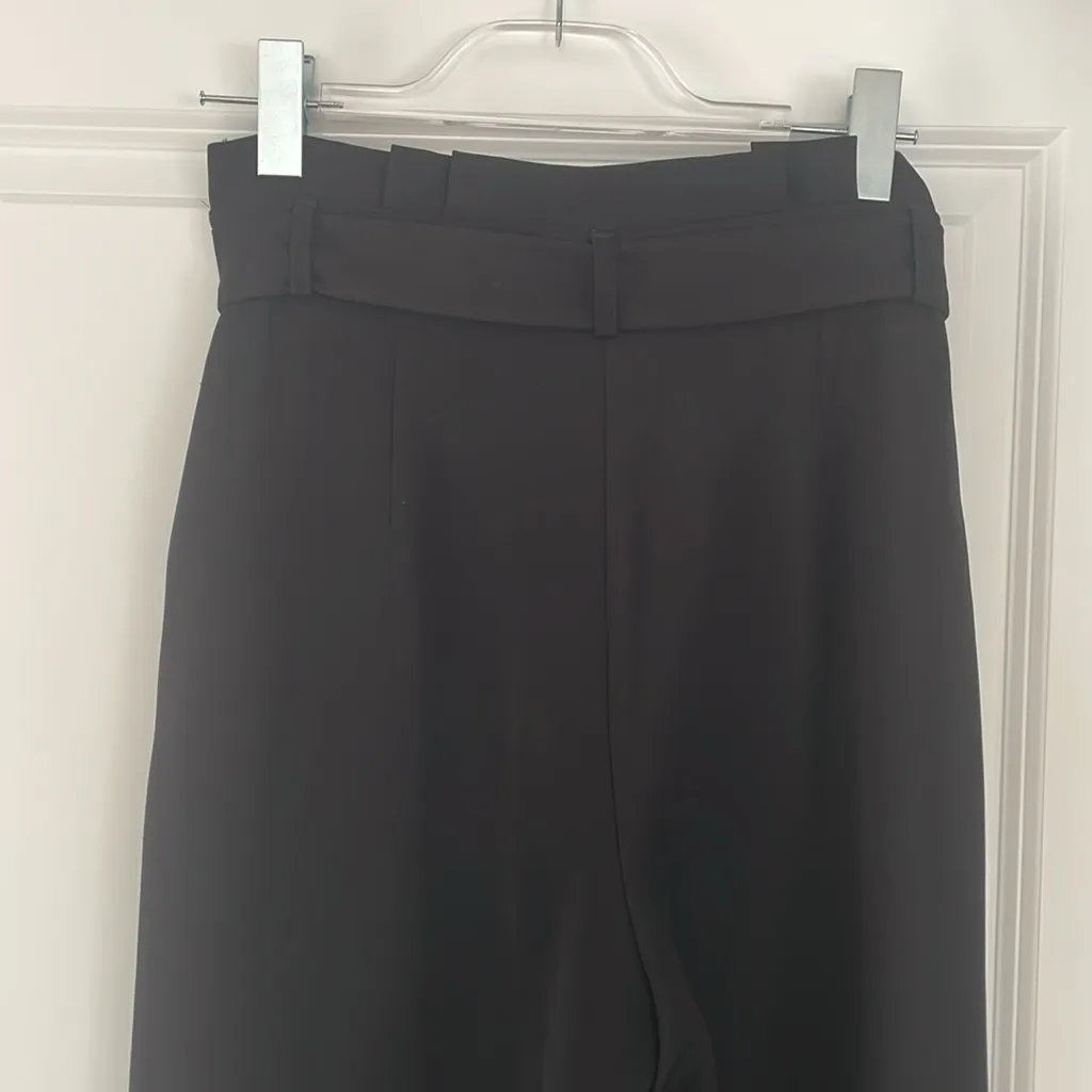 Joseph Ribkoff Pleated Cinch Waist Wide Leg Pants with Tie Size 6 Black - Image 6