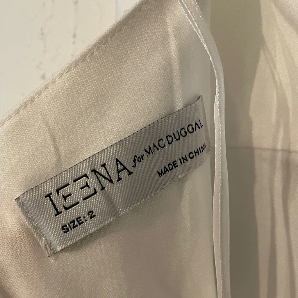 NWT Mac Duggal One Shoulder Double Strap Satin White Gown Size 2 - Image 8