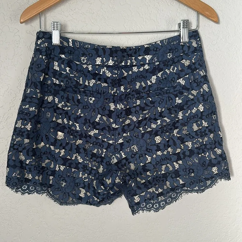 Cartonnier Blue Lace Shorts Side Zip Pockets Preppy Boho Spring Vacation - Image 9