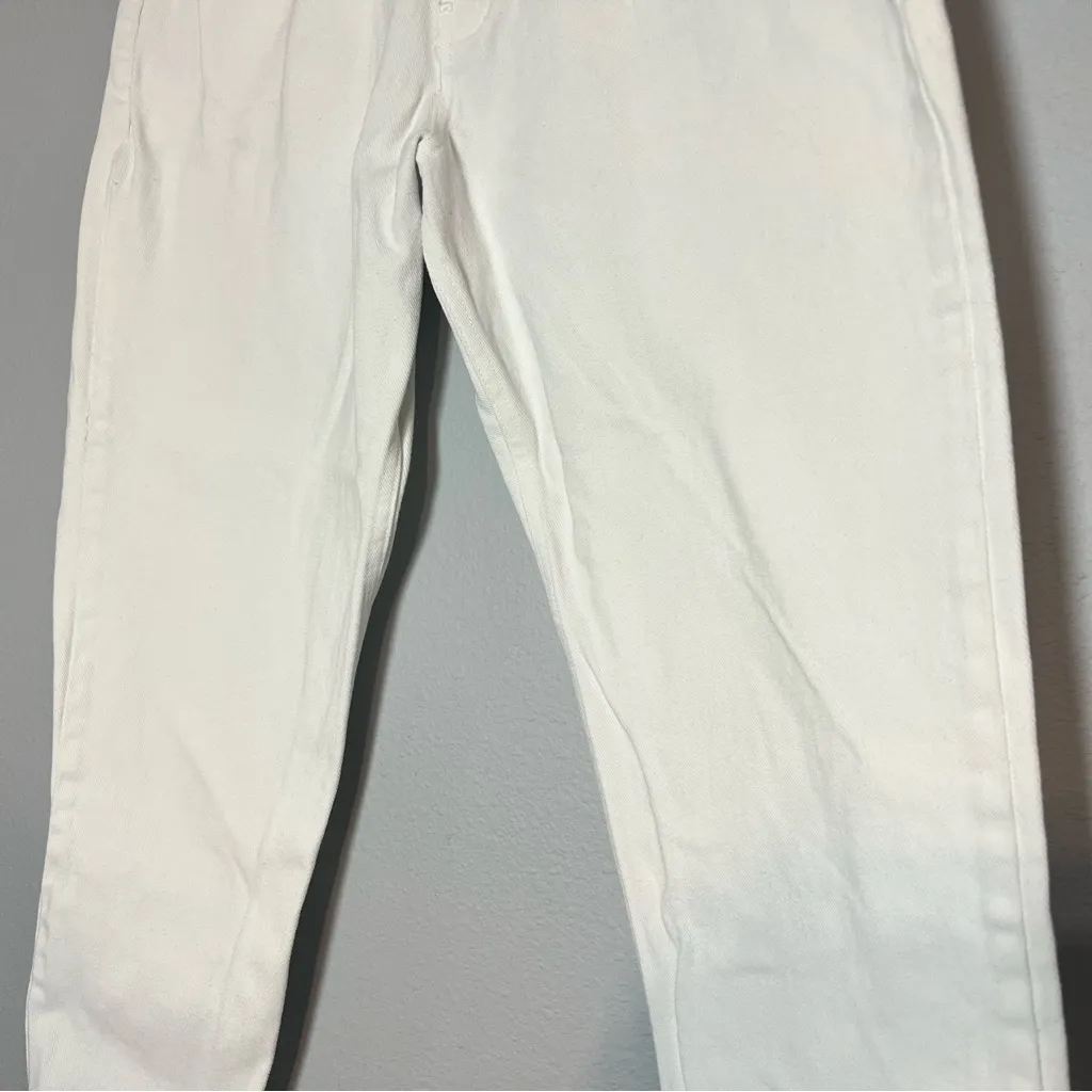 Vintage High Rise White Mom Jeans Tapered Leg Size 8 Short Basic Equipment Jeans - Image 4
