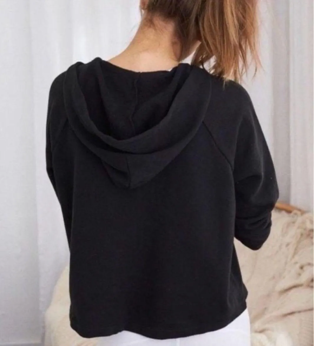 Lace Front Hoodie Oversized Sweatshirt Size XXS - Image 2