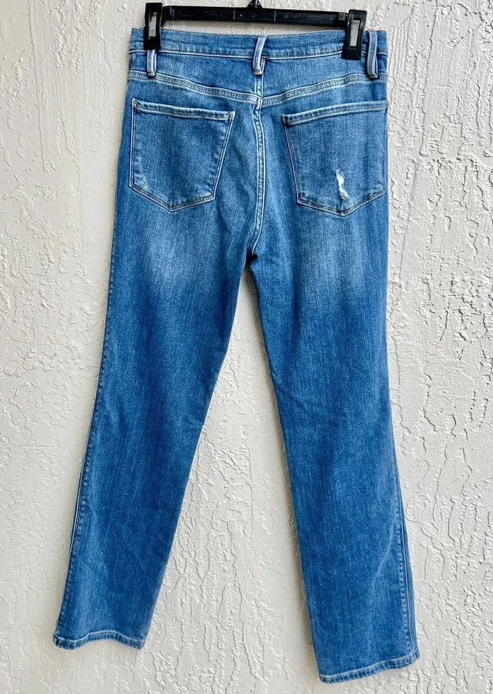 Frame High Rise Ly Sylvie Slender Straight Leg Jeans Denim Blue Women's Size 28 - Image 3