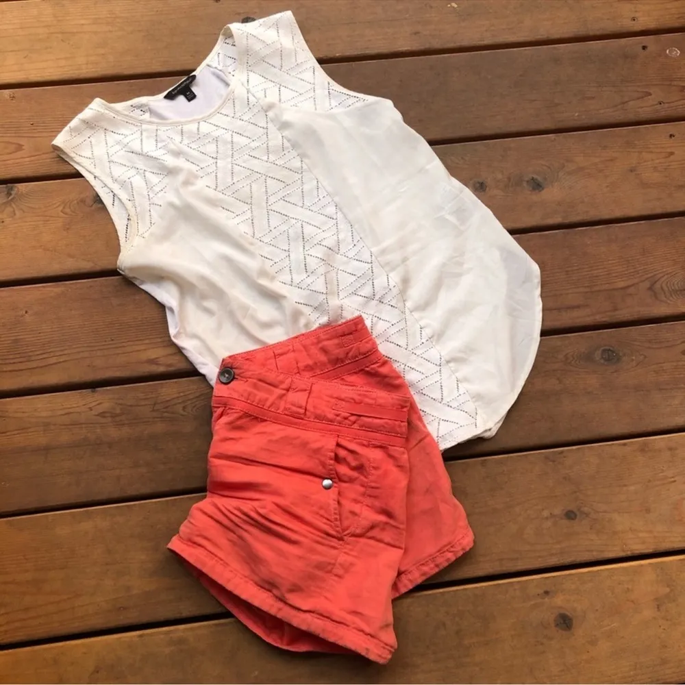 HEI HEI Anthropologie Women's Salmon/Coral Cotton and Linen Blend Shorts - Image 3