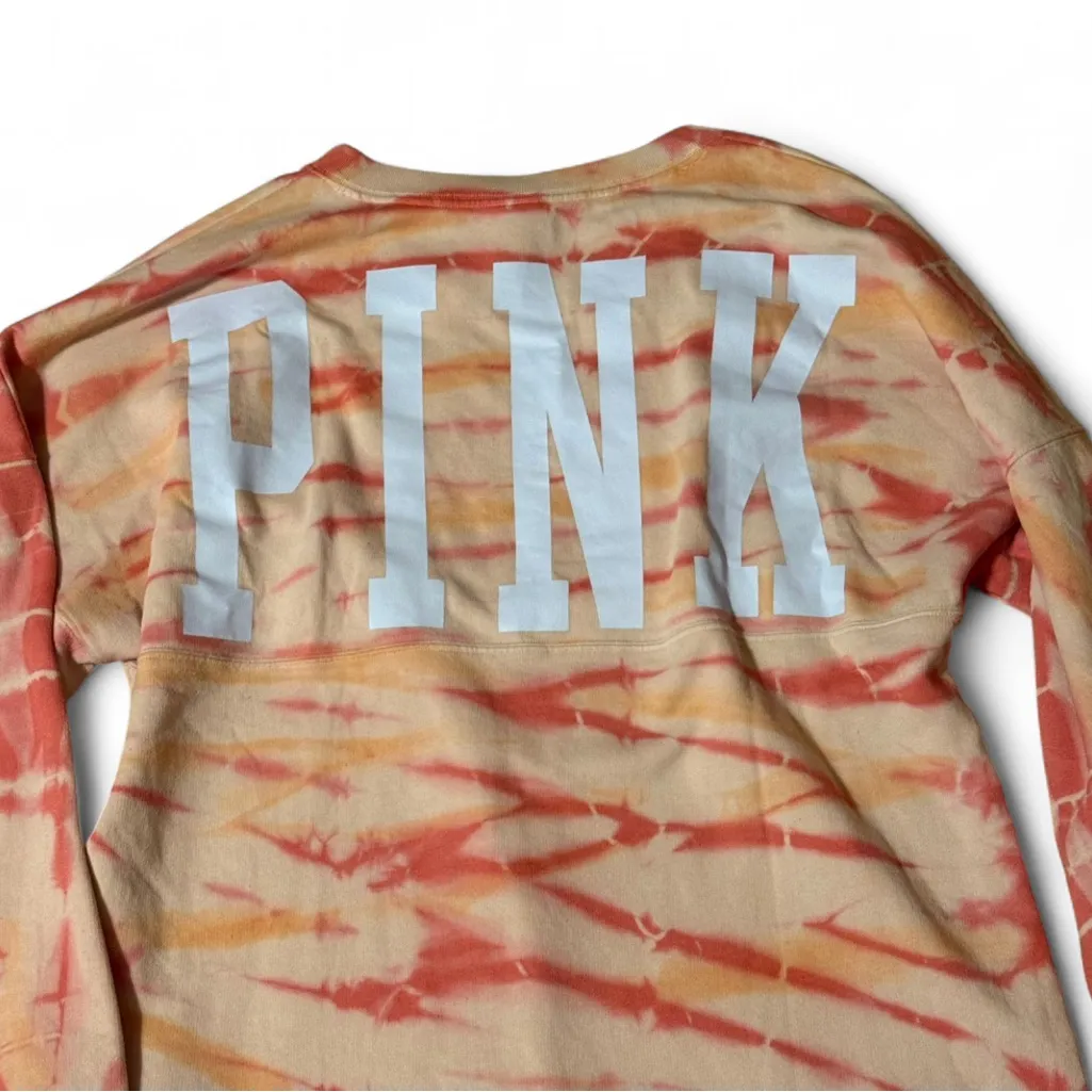 NWT Victoria’s Secret PINK Varsity Notch Crewneck - Size M - Coral Tie-Dye - Image 6