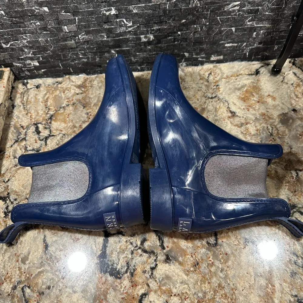 Ralph Lauren Pull on Rain Boot Blue Metallic Muck Boots Womens Sz 6 - Image 7